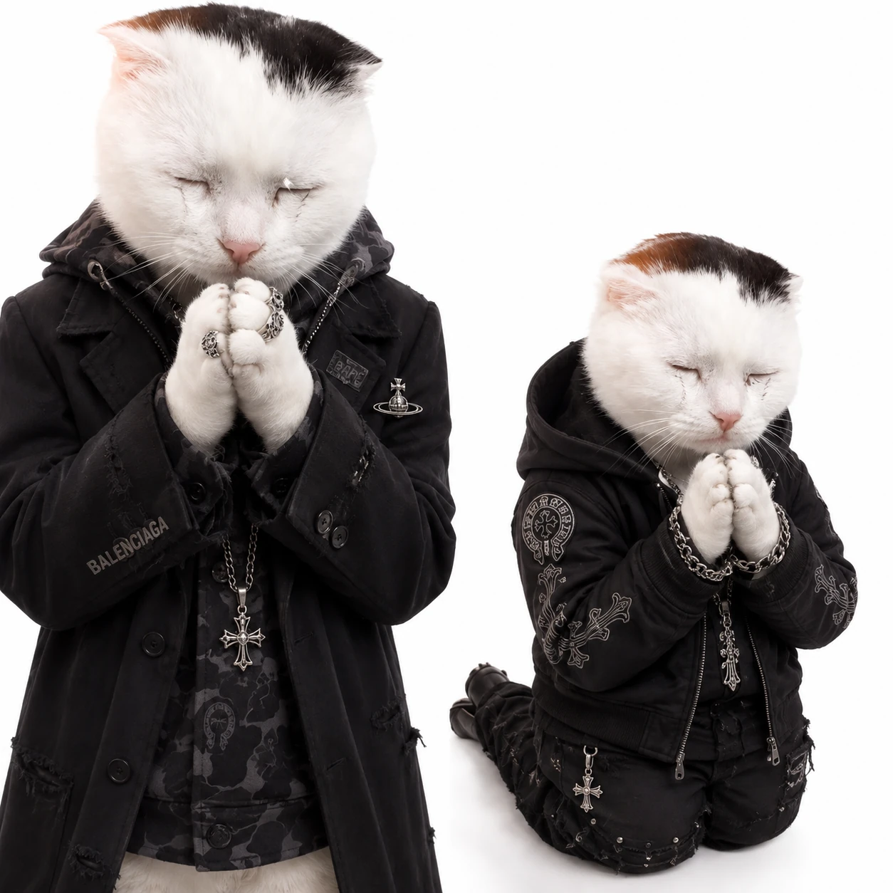 Praying cat duo